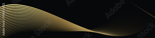 Abstract golden lines arranged in an orderly manner, banner background.