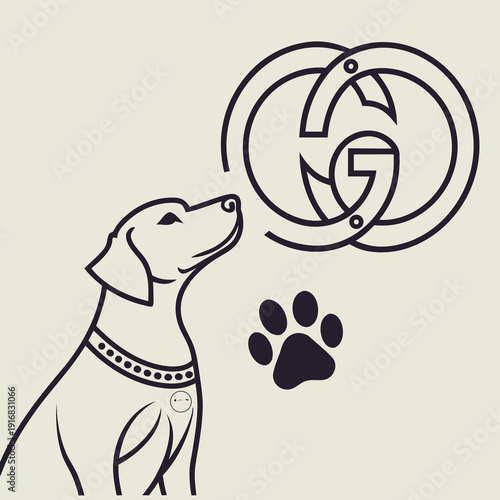Elegant pet brand emblem featuring a refined minimalist design with delicate lines and a luxurious aesthetic for discerning owners