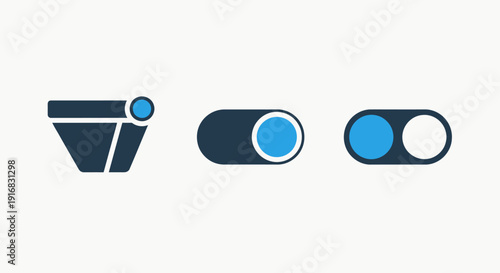 Toggle Switch Icons: On, Off, and Filter Options for UI Design and Technology Concepts