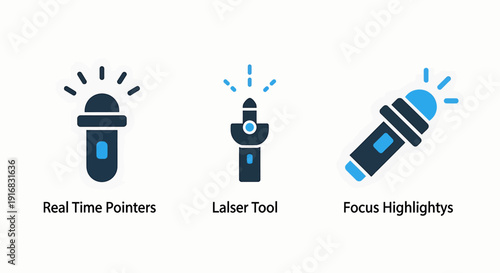 Real-time pointers, laser tools, and focus highlight icons representing presentation, guidance, and interactive technology.