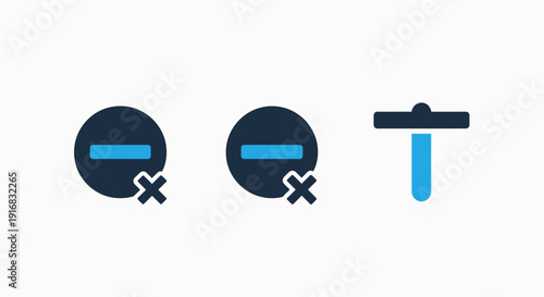 Collection of Remove, Delete, Exclude, and Text Formatting Icons in Blue and Dark Gray for User Interface Design