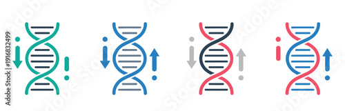 DNA Process Icon Set, Modern Vector Icons Representing Double Helix Gene Editing Sequencing And Molecular Biology Processes In Multiple Styles Including Line Flat And Solid For Education And Research 