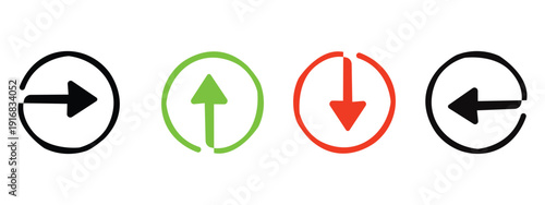 Circular arrow icons representing various directions and actions.