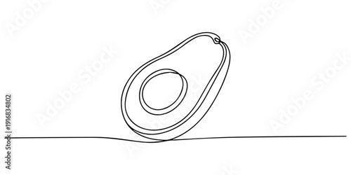 Continuous lines, avocado halves, health care Minimal hand drawn line vector cut out background editable stroke, Avocado Single Line Icon, Continuous one single minimal line drawing Avocado, Avocado.
