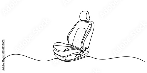 child car seat one continuous line drawing, Vector continuous one single line drawing icon of car seat in silhouette on a white background. Linear stylized, Minimalist style vector illustration on pro