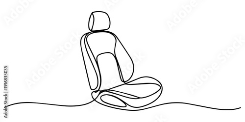 child car seat one continuous line drawing, Vector continuous one single line drawing icon of car seat in silhouette on a white background. Linear stylized, Minimalist style vector illustration on pro
