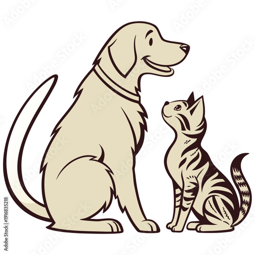 A charming logo featuring a friendly dog and cat combination symbolizing companionship and professional pet related services perfectly