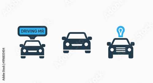 Smart Car and Automotive Innovation Icons for Driving Market Research, Modern Transportation, and Future Mobility Solutions