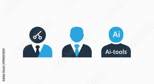 Artificial Intelligence Tools and Modern Technology Professional User Icons for AI Software Integration