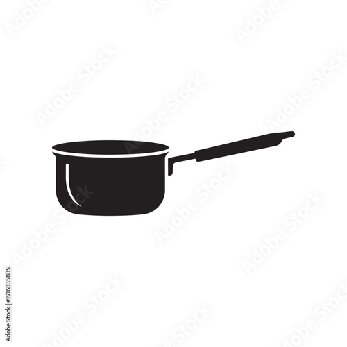A black saucepan with a long handle