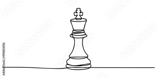 ivory chess king continuous one line drawing, one continuous line drawing of the king of chess pieces.one line drawing of the king in the game of chess.single line vector illustration of chess pieces.