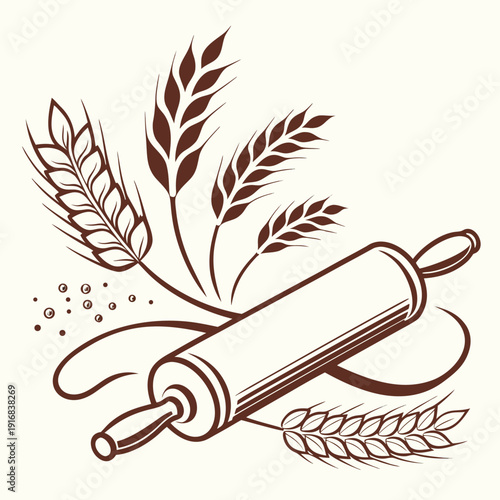 Elegant bakery and pastry logo design featuring a stylized wheat stalk and graceful curves evoking freshness and quality