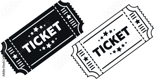 Two vintage-style tickets with the word ticket printed on them