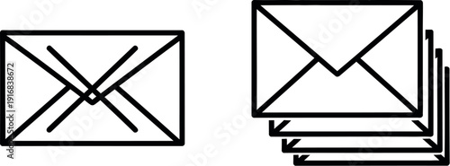 Illustration of a single envelope and a stack of opened envelopes