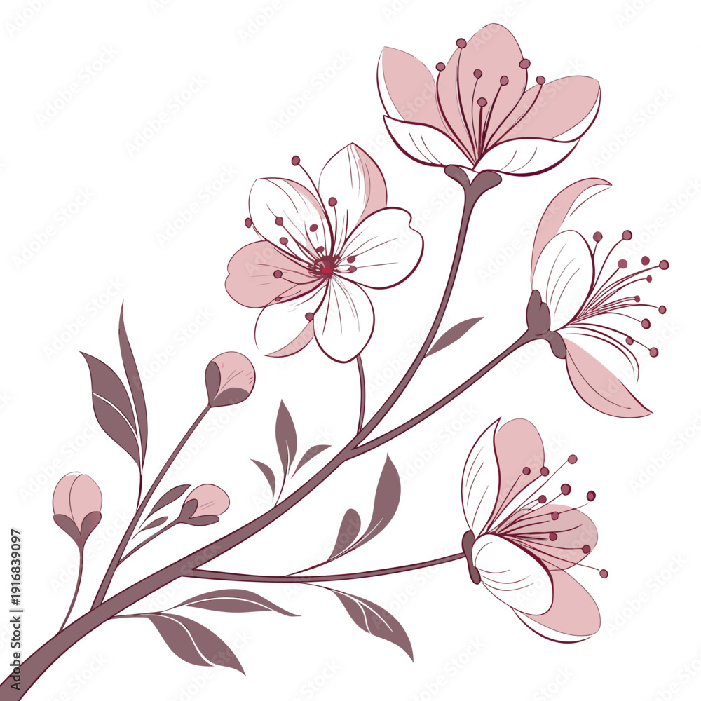 Fototapeta premium delicate pink watercolor flowers and lush green leaves create a beautiful botanical gift voucher design for special occasions