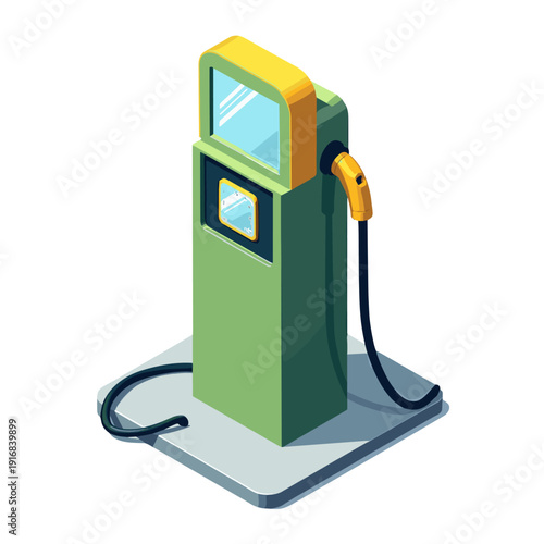 Electric vehicle charging station icon in green and yellow colors  