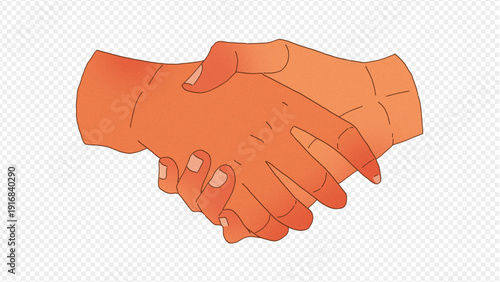 Anime Handshake Illustration PNG Transparent Cutout Business Art