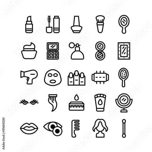Outline Cosmetics Icon Set Free Vector