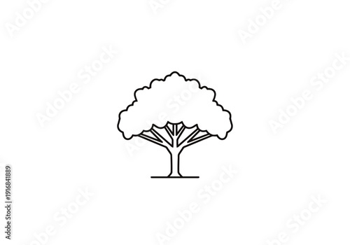 Iconic Tree Silhouette Simple Outline Digital Art Element Organic Shape Isolated Minimalist Design Nature Symbol Clean Backdrop Representation Growth