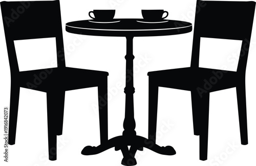 Minimalist coffee table with chairs for modern café design