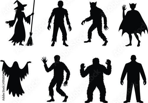 Set of vector silhouettes of people including men women children couples dancing walking running shopping and playing isolated on a clean background