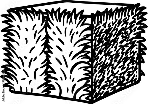 hay bale wrapped with netting for agricultural feed and livestock bedding