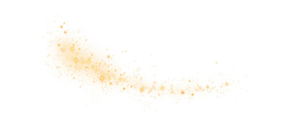 Golden wave light particles, gold line in overlay on transparent PNG background, starburst, sparkling background, Golden light wave with glowing particle