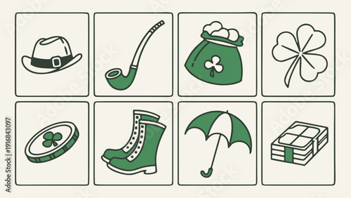 Leprechaun Lost and Found Playful Object Icon Grid