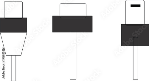 Set of USB Type-C connector icons simple vector symbols for technology and data tran