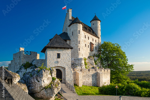 Beautiful view of Bobolice castle, Niegowa, Poland