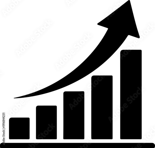Upward Arrow Growth Chart Minimal Vector Illustration.