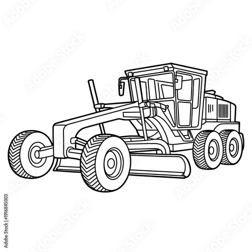 motor grader coloring page line art