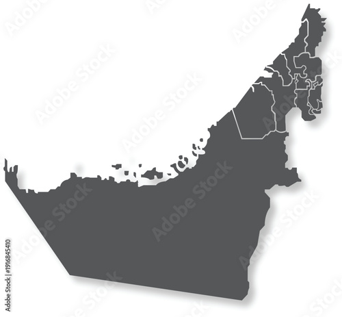 United Arab Emirates map outline political divisions vector illustration for travel