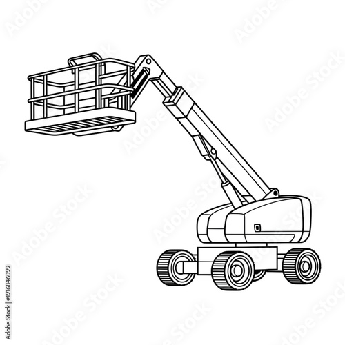 boom lift coloring page line art