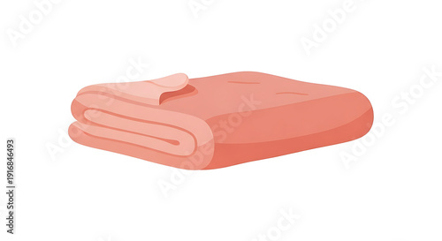 Soft pink folded bath towel rolled neatly isolated on transparent background