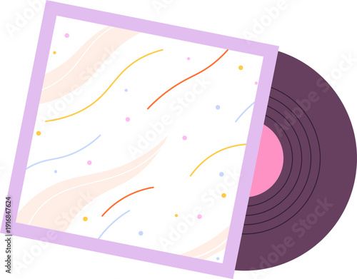 Vinyl record color icon. Vintage music disk