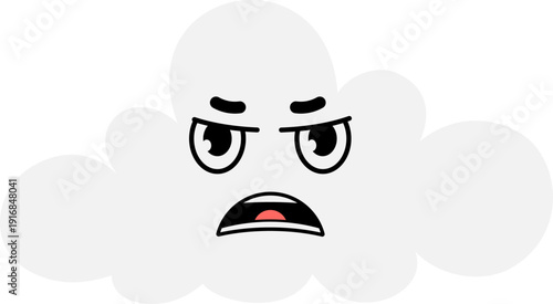 Grumpy cloud with angry face doodle. Bad weather