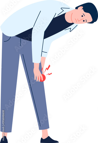 Man suffer from knee pain. Leg injury concept