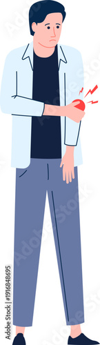 Man hold elbow. Arm joint pain icon