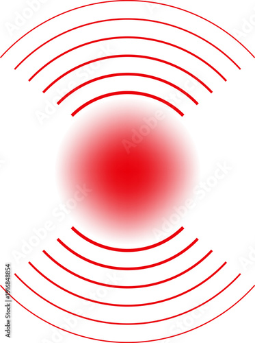 Ripple circle around red spot. Scan radar symbol