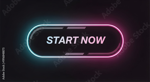 Modern neon start now button for immediate action