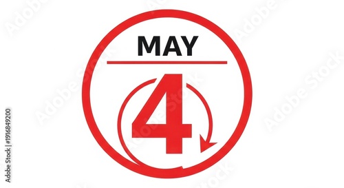 Free Download Red circular badge celebrating may fourth as star wars day with a downward arrow. - GFXLoad