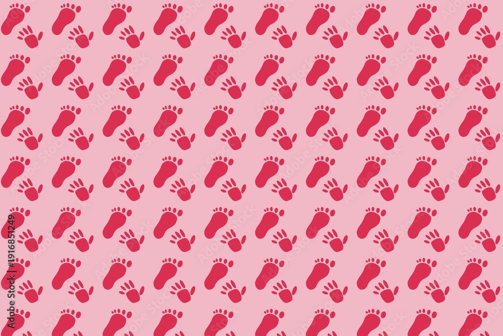 Obraz premium Seamless Baby Footprints Pattern for Gift Wrap and Packaging