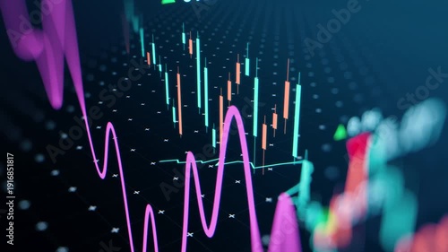 Stock market graph candlestick price fluctuations and financial data