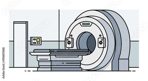 Advanced medical imaging scanner in a sterile radiology room, representing modern diagnostic technology for healthcare, scientific research, and clinical examination concepts
