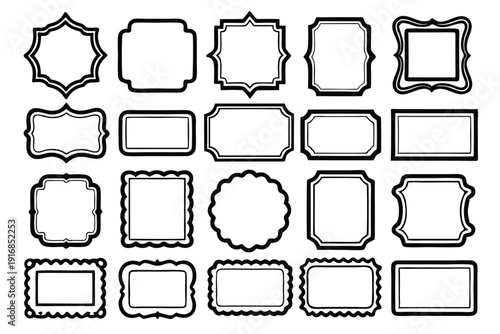 set of rectangle frames silhouette line art vector illustration with a white background