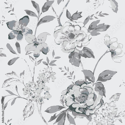 Big flowers pattern, upscale floral pattern. graphical textures floral, trendy colors pattern , flowers background with leaves. vector illustration.