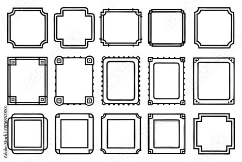 set of rectangle frames silhouette line art vector illustration with a white background