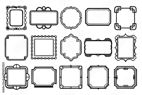 set of rectangle frames silhouette line art vector illustration with a white background