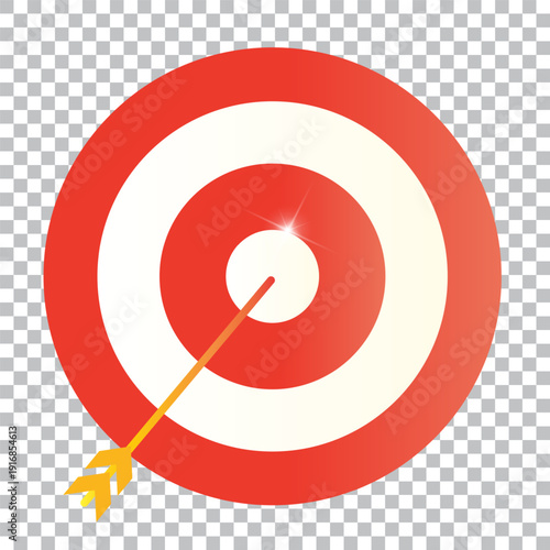 Target with arrow in bullseye, concept of success and accuracy